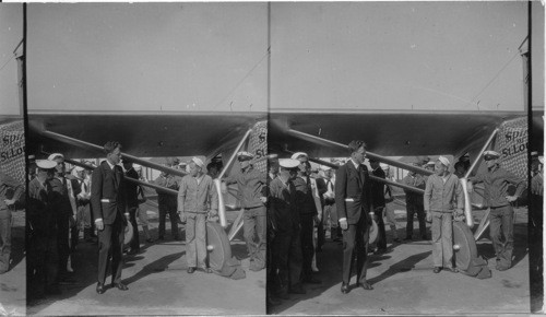 Lindberg Posing for the Camera Man before starting on His Flight. Washington, D.C