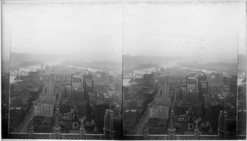 Birds-eye view of Pittsburgh from Grant Building. Pittsburgh, Pa