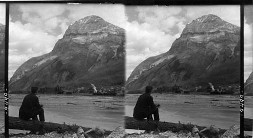 Mt. Stephen a Monarch of the Rockies, from across Kicking Horse River, Field, B.C. Canada