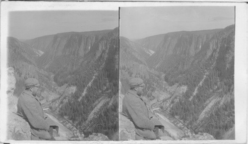 Yellowstone Canyon. Grandest in Nature's Sculpture work and coloring. Down from Inspiration Point