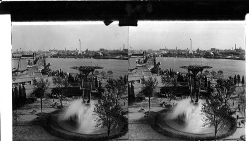 Looking across Lagoon from Fountain of Electrical Unit, A Century of Progress, Chicago, 1933