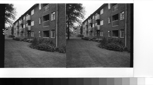 London: in metropolitan London there are many such housing projects as this one in the poplar district. fine flat buildings set amid landscaped grounds have replaced the crowded slum areas which were so devastated during the bombing blitz of world war II [2]. like poplar the worst bombing in residential areas were in those near to the London docks