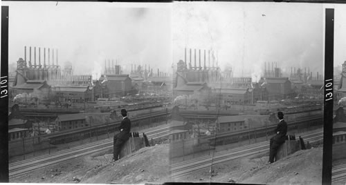 General view of the blast furnaces (daily output 3,500 tons). Homestead, Penna--