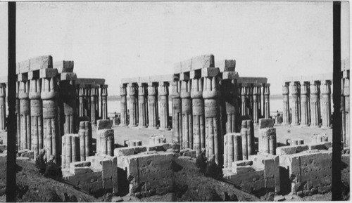 Grand Court and Pillars, Temple of Luxor. Thebes, Egypt