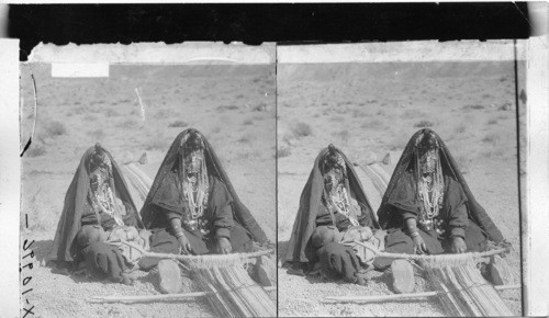 Bedouin Women at Sinai’s base wearing cloth like that of tabernacle curtains, Egypt