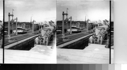 Passing another steamer in locks, Panama Canal