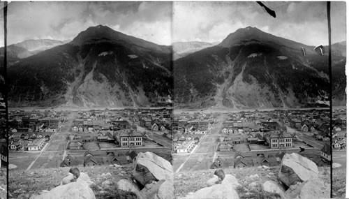 Silverton, heart of a rich mining district (E.S.E.) at foot of Sultan Mountains. Colorado