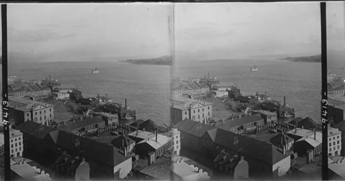 The Wharves. St. Lawrence River and Pt. Lewis From Dufferin Terrace, Quebec, Canada