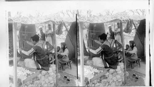 Boiling cocoons and reeling silk - the most primitive way. Syria