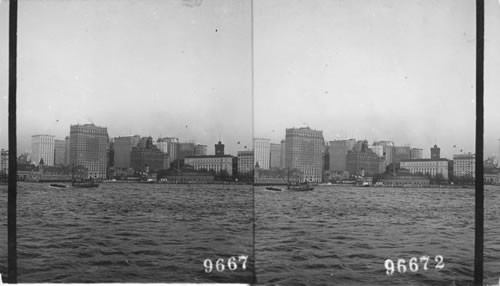 Looking up "Broadway Canyon" from decks of Ferry boat. N.Y