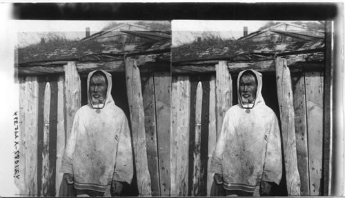 An Eskimo in the Doorway of His Home - Hopedale, Labrador