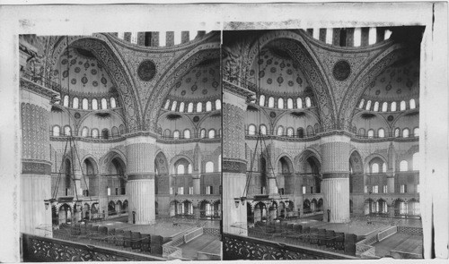 Within Colossal Ahmed Mosque, where sultans used to pray. Constantinople. Turkey