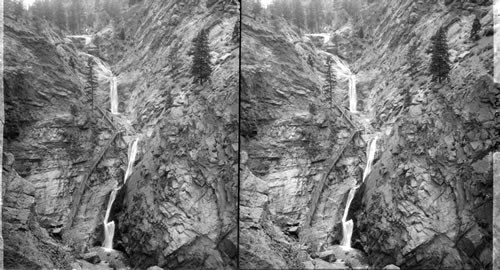 Silvery downpour of the Seven Falls, South Cheyenne Canyon. (S.S.W.) Colorado