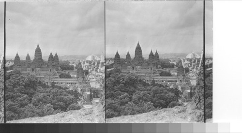 French Colonial Exposition. From the Timbucktoo Tower to the entrance of the exposition grounds. Angkor vat the dominant building. Paris, France