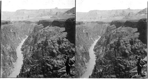 The Colorado River with its banks of solid granite 1000 feet high, Arizona, U.S.A