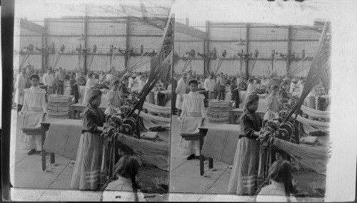 Making jute coffee bags in Santa Gertude factory, near Orizaba, Mexico