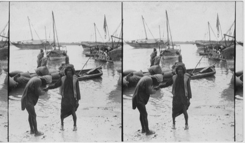 A slave and his Arab master, Dar-es-Salaam Harbor