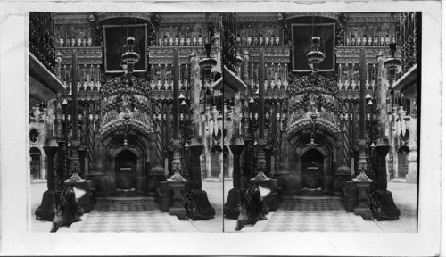 Entrance to the Holy Sepulchre within the church of the Holy Sepulchre, Jerusalem, Palestine