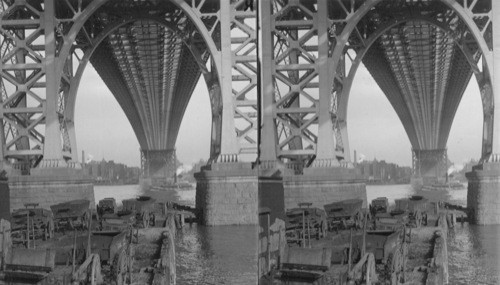 Looking under the Great Williamsburg Bridge toward Brooklyn side