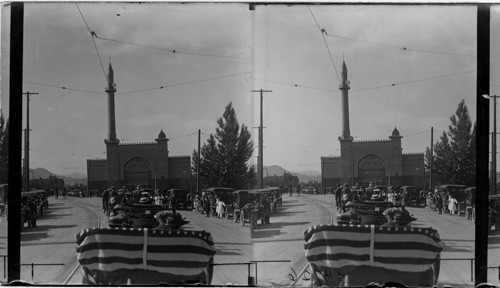 Newly built Shriners Hall, where Pres. Harding addressed the people. Helena, Montana