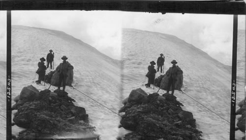 From end of rope line looking up to the summit (returning from ascent.) Mt. Hood, Oregon