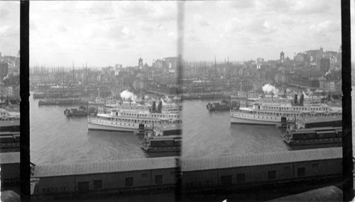 East River Docks Crowded with Shipping. New York