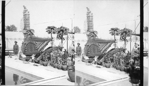 The Purdahed Palk in which the bride rode to the bridegroom’s residence. Hyderabad, India