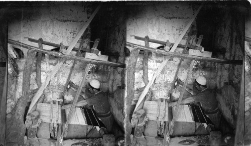 Native weaver at work, Ramallah, Palestine