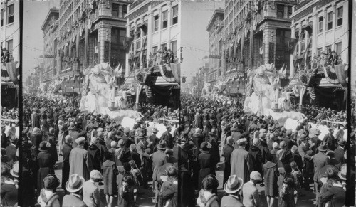 Mardi Gras Parade on Canal St. New Orleans. "Rex Parade" floats (see #48950)