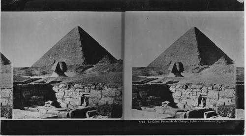 Pyramid of Cheops, Sphinx and Tomb, Gizeh, Egypt. Inscription in verso: 8712 Le Caire. Pyramide de Cheops, Sphinx et tombeau (Egypte)