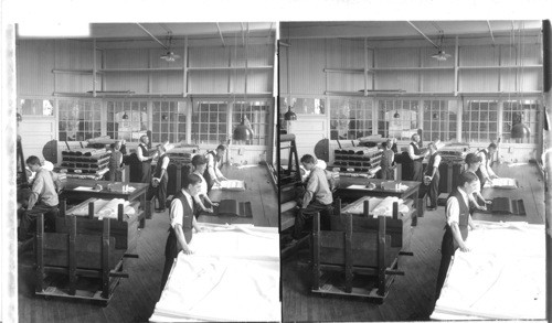 In the folding up room - rolls of finished silk ready for the market, Paterson Silk Works, N. Jersey