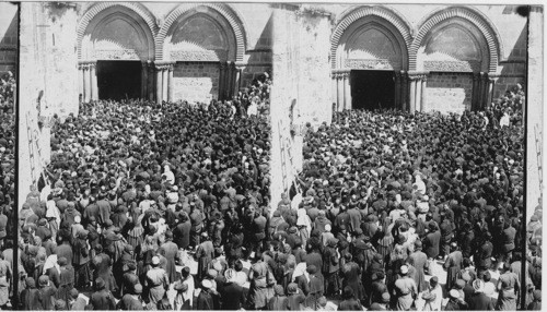 Pilgrims struggling to reach the Holy Fire, Church of the Holy Speulchre, Jerusalem, Palestine