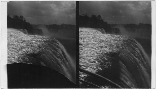 American Falls and Horseshoe Falls in distance from Prospect Point. Niagara. New York