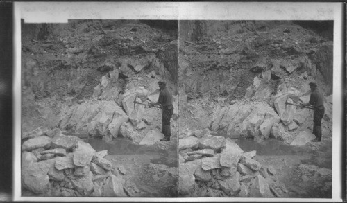 Breaking Up Blocks of Tale After Drilling, Tale Quarries Chester, Vermont