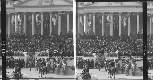 Chief of Justice Fuller administering the oath of office to President Roosevelt, Inauguration of Theodore Roosevelt. Washington, D.C., March 4, 1905