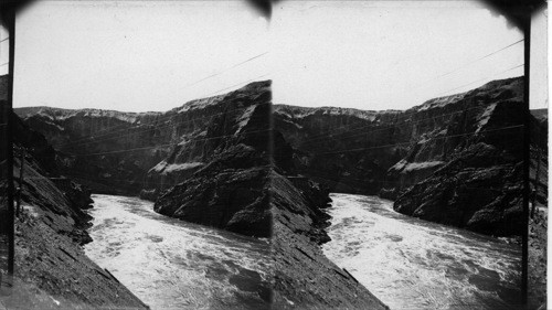 View of Black Canyon from C.P. Ry. train B.C. Canada