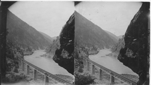 White Creek Bridge and the Three Tunnels. Canadian Pacific R.R. Canada - Fraser Canyon