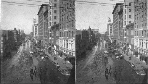 Broadway, Oklahoma City. Looking north from Grand Avenue. Okla