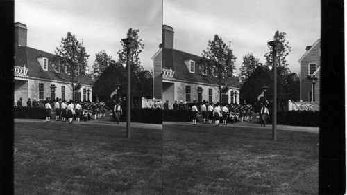 Drum Corps leaving the Lawn in front of Mt. Vernon Colonial Village