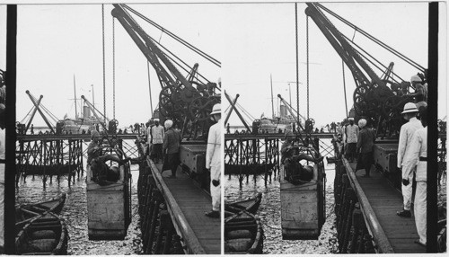 Unloading Officers’ Horses from Boat, Madras. India