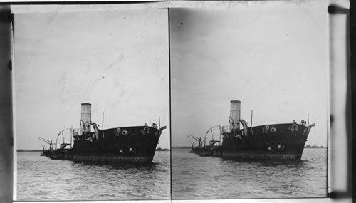 Spanish Cruiser Rema Maria Christina, destroyed by Admiral Dewey in the Battle of Manila Bay, May 1, 1898. Obsolete or otherwise not very usable. E.E. Baker, 1929