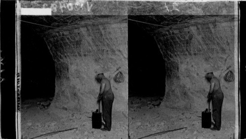 Before the Blast; [Explosive] powder setting off the charge, salt mines. Lyons Kansas