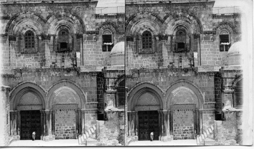 South Facade, Church of the Holy Sepulchre showing principal entrance to this famous structure, Jerusalem