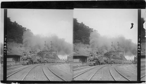 Three Engines Hauling the Chicago Special (12 Sleeper) on the Horseshoe Curve. Penna