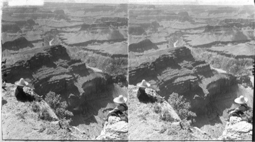 On the brink, one mile above the river, NW from Rowe's Point. Grand Canyon. Arizona. Dup