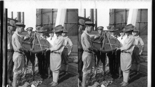 Examining the mechanism of the valve. U.S. Army Balloon Corps. Wash., D.C