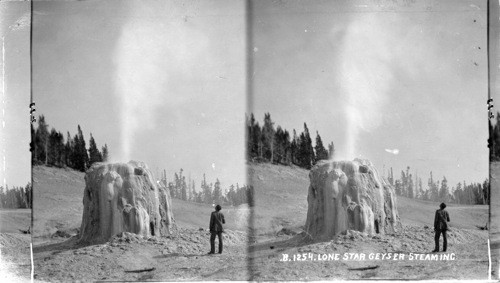 Lone Star Geyser in Eruption. Yellowstone National Park