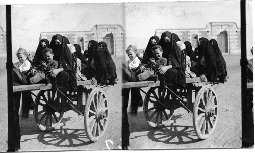 The flat cart and Arab lady rides, Cairo