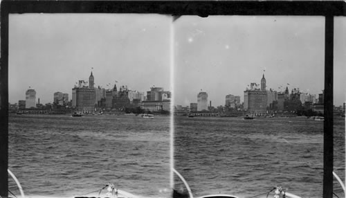 Some of New York's Skyscrapers from North River. New York City, N.Y