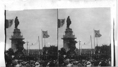 Celebration by Champlain's Monument. Quebec, Canada